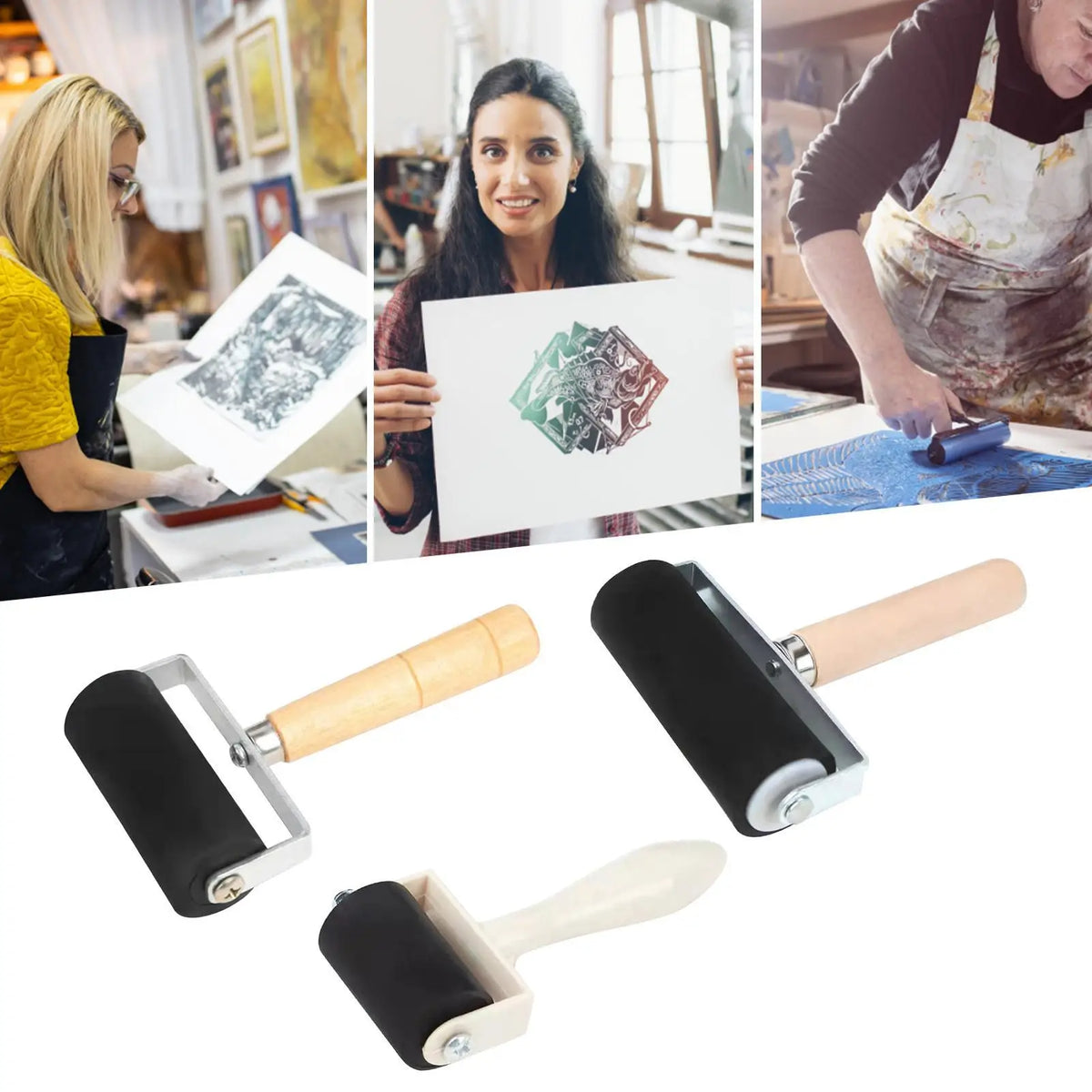 Professional Rubber Ink Roller for Printmaking & Art Craft Projects (S/M/L)