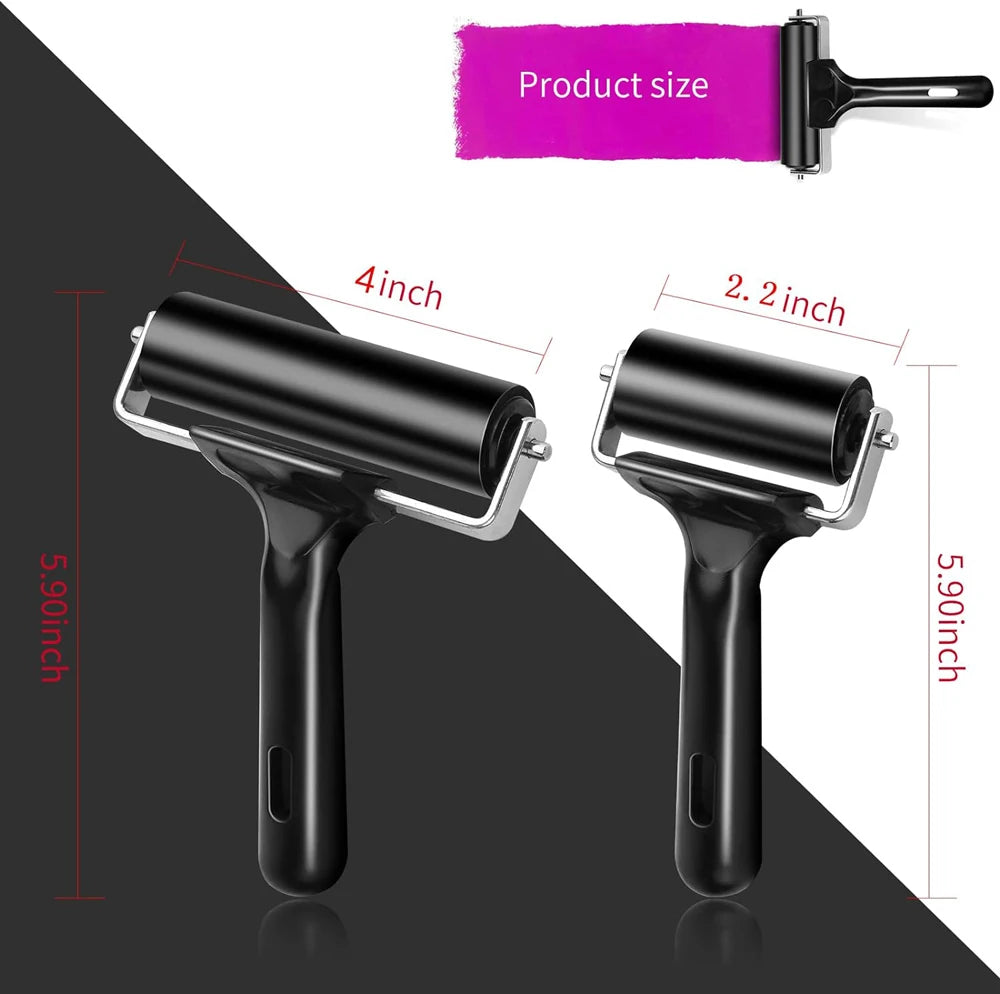 Soft Rubber Brayer Rollers for Printmaking & Crafting (6cm & 10cm)